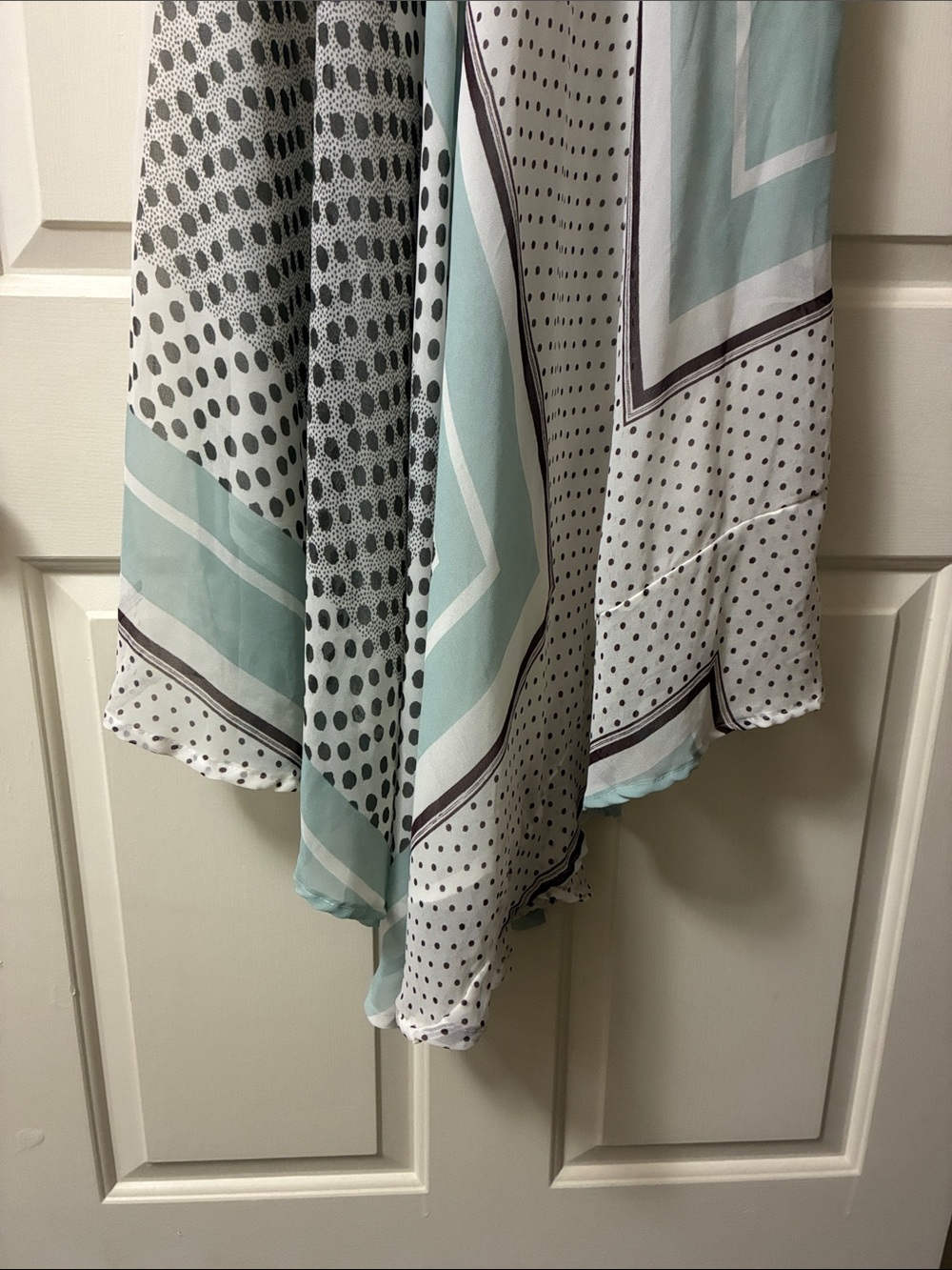 Sleeveless Mint & White Asymmetrical Summer Dress - Picture 2 of 3